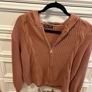 SHEIN Women's Dusty Pink Zip-Up Cardigan